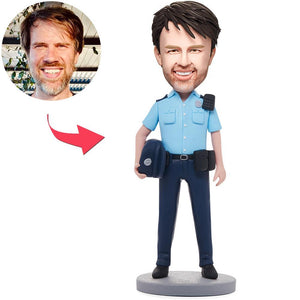 Male Police Officer Custom Bobblehead With Engraved Text