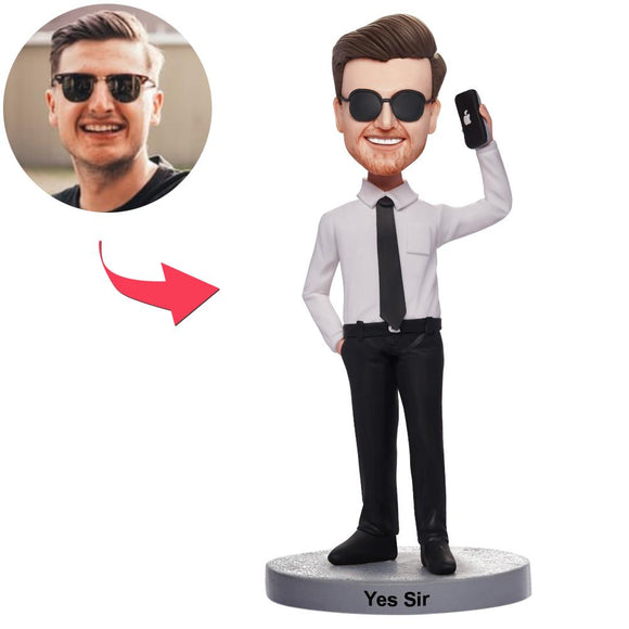 Custom Man On The Phone Bobbleheads With Engraved Text