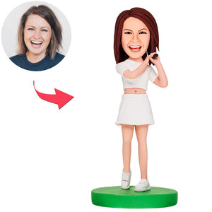 Custom Female Golfer Bobbleheads With Engraved Text