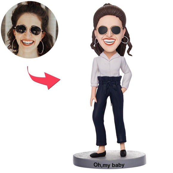 Custom Casual Beautiful Girl Bobbleheads With Engraved Text