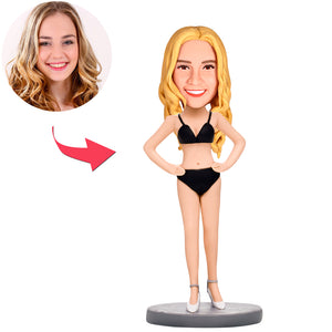 Custom Casual Sexy Girl Wearing Only Lingerie Bobbleheads With Engraved Text