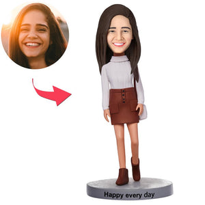 Custom Fashion Woman Carrying A Bag Bobbleheads With Engraved Text