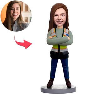 Custom Female Worker Bobbleheads With Engraved Text