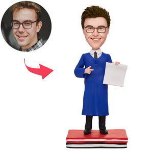 Custom Cool Graduation Man Bobbleheads With Engraved Text