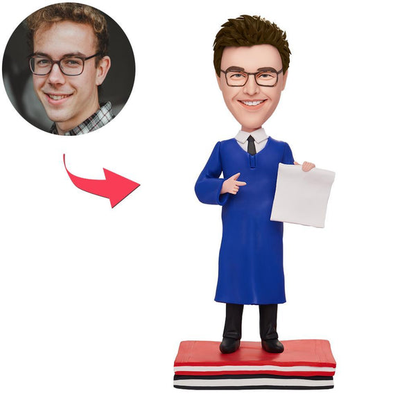 Custom Cool Graduation Man Bobbleheads With Engraved Text