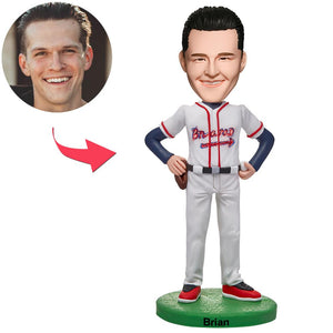 Custom White Suit Cool Man Bobbleheads With Engraved Text