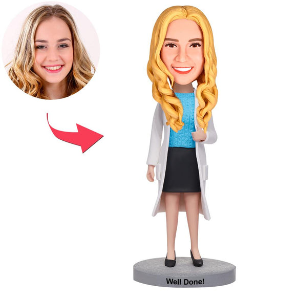 Custom Female Doctor Give You A Thumbs Up Bobbleheads With Engraved Text