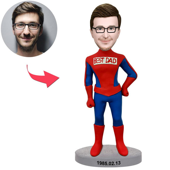 Spider Man Super Dad Custom Bobblehead With Engraved Text