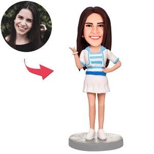 Fashion Girl In Dress Custom Bobbleheads With Engraved Text