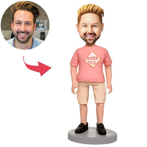 Custom Pink Clothes Man Bobbleheads With Engraved Text