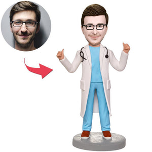 Custom Doctor With Thumbs Up Bobbleheads With Engraved Text
