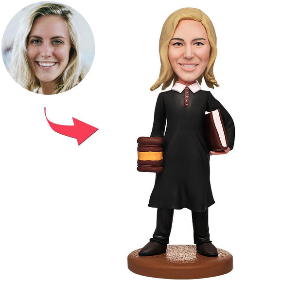Female Judge Custom Bobblehead With Engraved Text