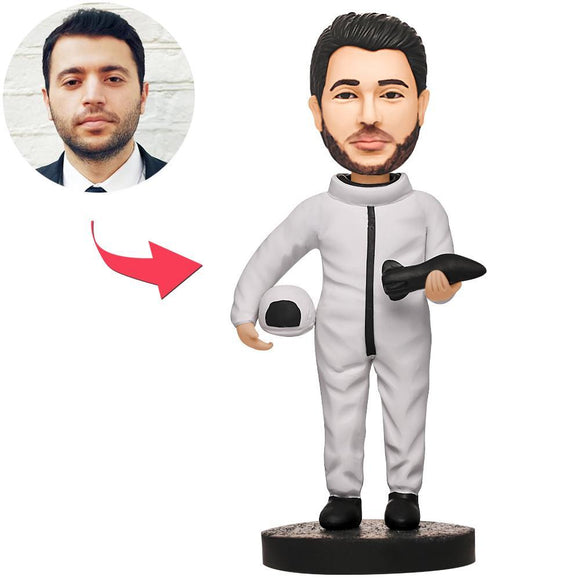 Male Astronaut Custom Bobblehead With Engraved Text