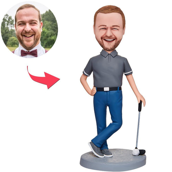Cool Golfer Male Custom Bobbleheads With Engraved Text