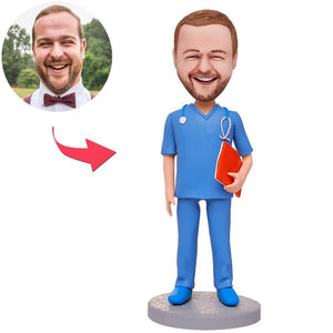 Male Doctor And His Notebook Custom Bobbleheads With Engraved Text