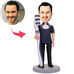 Male Dentist With A Toothbrush Custom Bobbleheads With Engraved Text