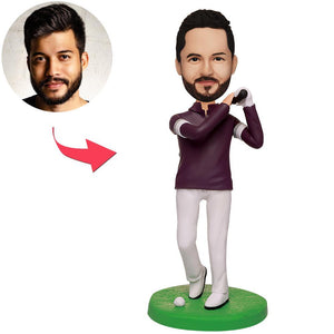 White Pants Golfer Man Custom Bobbleheads With Engraved Text