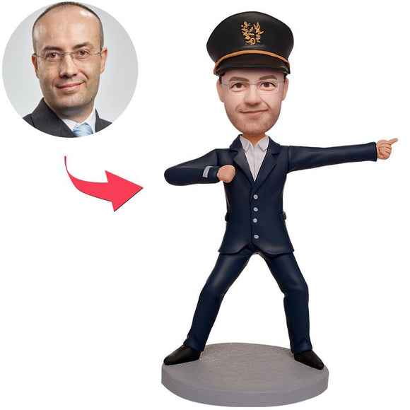 Male Traffic Police Directing Traffic Custom Bobbleheads With Engraved Text