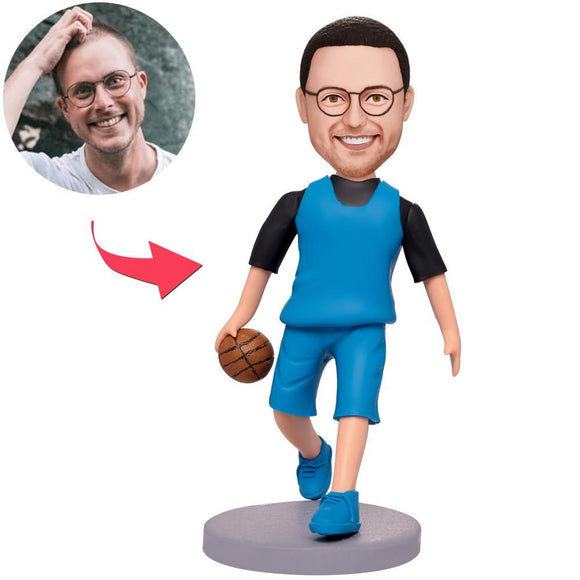 Middle-aged Basketball Player Custom Bobbleheads With Engraved Text