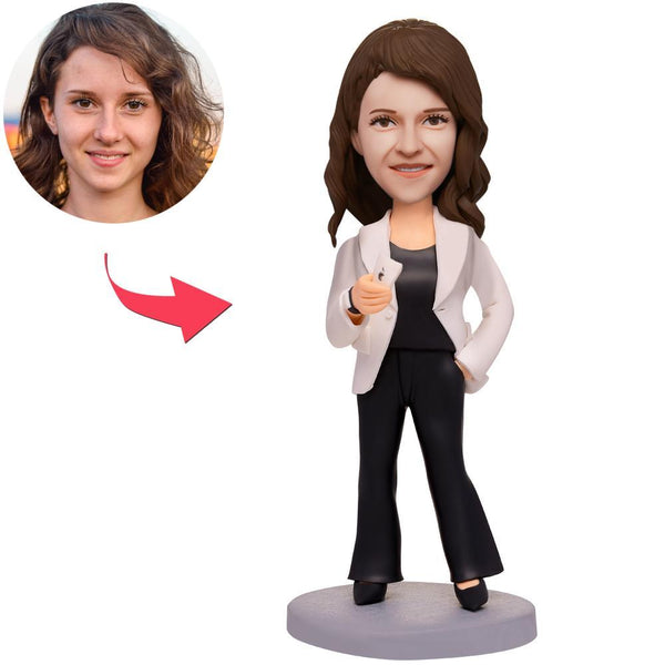Business Modern Woman Custom Bobbleheads With Engraved Text