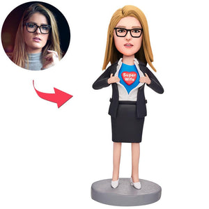 Super Wife Custom Bobbleheads With Engraved Text