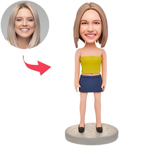 Fashion Woman Wearing Dress Custom Bobbleheads With Engraved Text