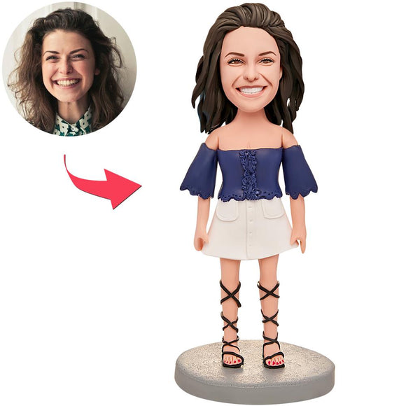 Cute Beautiful Woman Custom Bobbleheads With Engraved Text