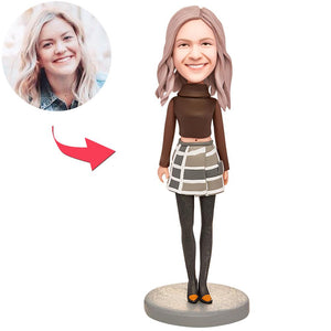 Dress Fashionably Woman Custom Bobbleheads With Engraved Text