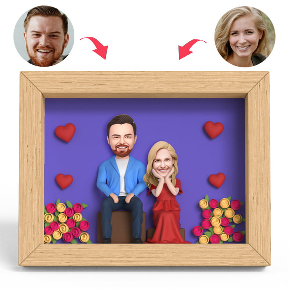 Valentines Gift Lovers Sitting Position Clay Figure Frame Gifts