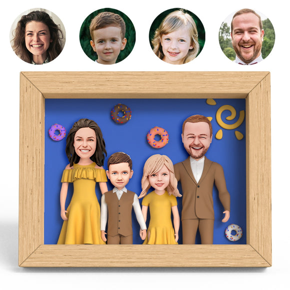 Commemorate Gift Family of Four Clay Figure Frame Gifts
