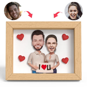 The Couple with The I LOVE U Sign Clay Figure Frame Gifts