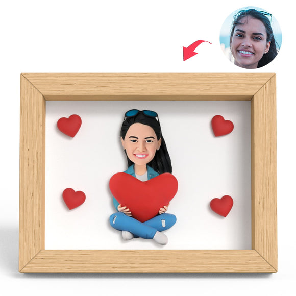 Anniversary Gift Heart Women Clay Figure Frame Gifts