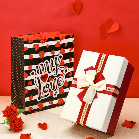 Valentine's Day Couple Bobblehead gift box + gift bag - 