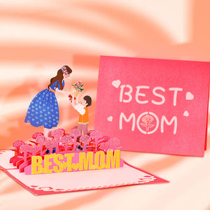 Mother's Day Card Best Mom 3D Pop Up Greeting Card for Her